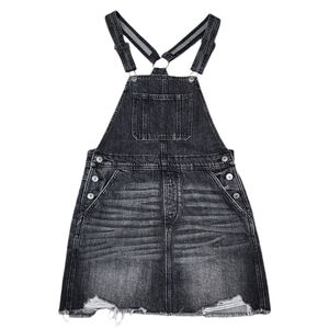 American Eagle Outfitters Black Raw Hem Mini Denim Overall Jean Skirt Dress S